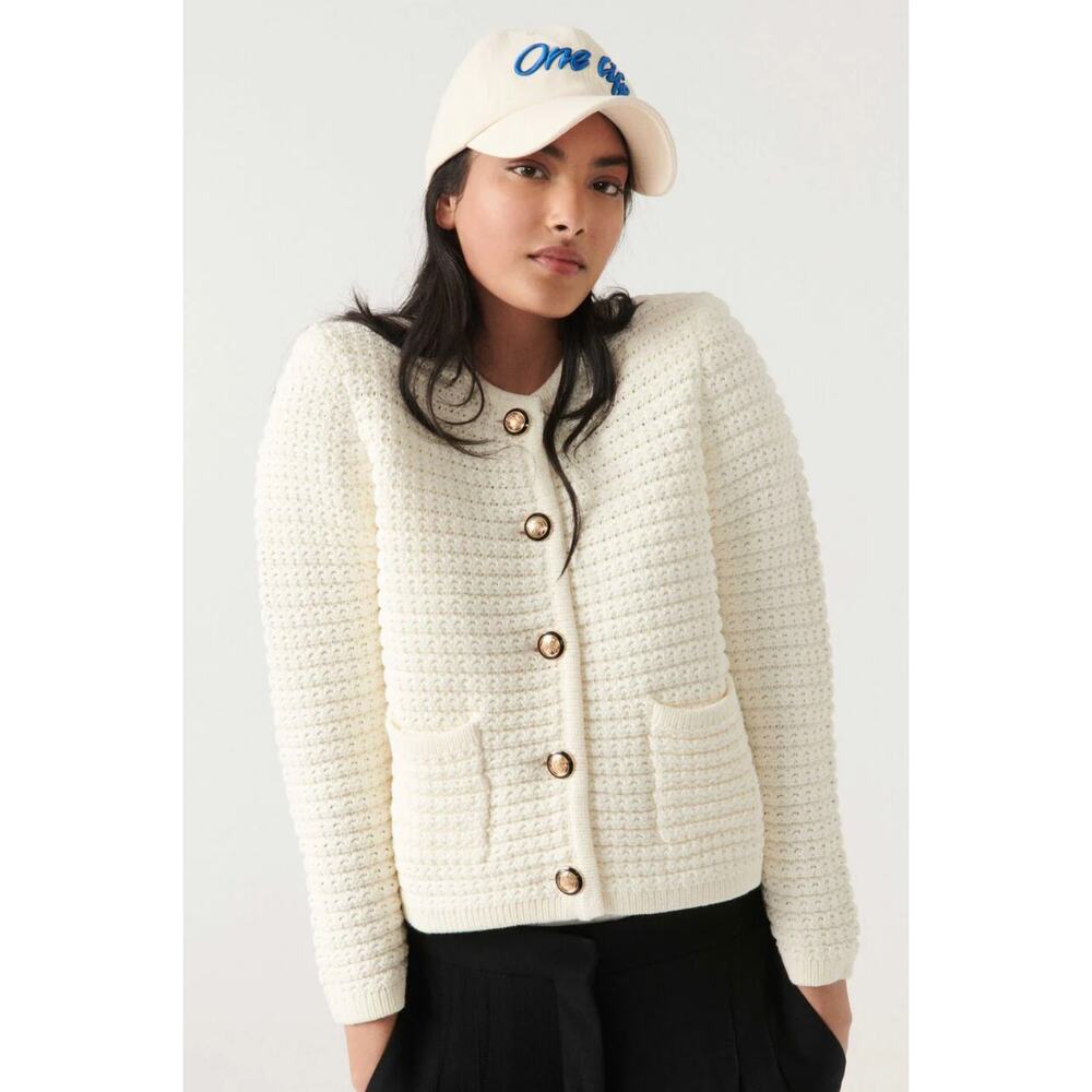 Ba&sh Gaspard Ecru Knitted Jacket size 2 M medium